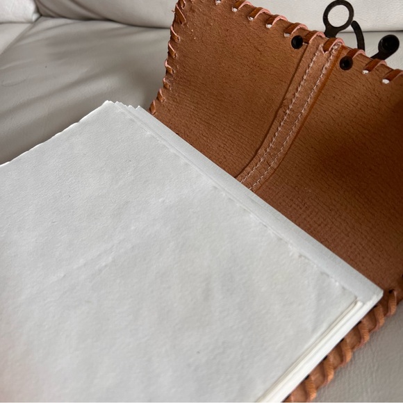 Brown Leather Bound Journal Diary Paper Hand Stitched Clasp Closure - Picture 6 of 10